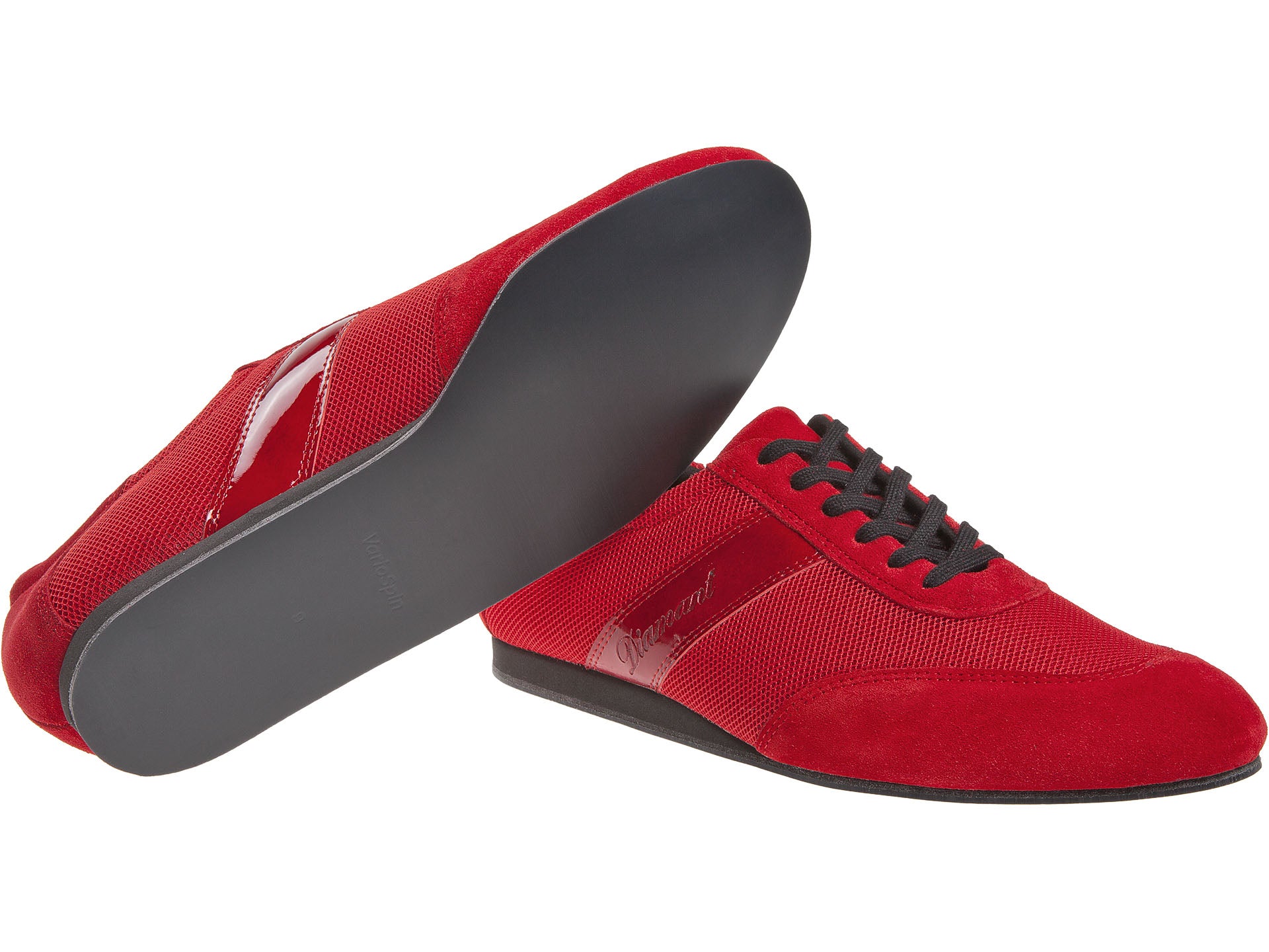 Diamant VarioSpin Tanzsneaker Rot Herren Seitenansicht 1,5cm Absatz
