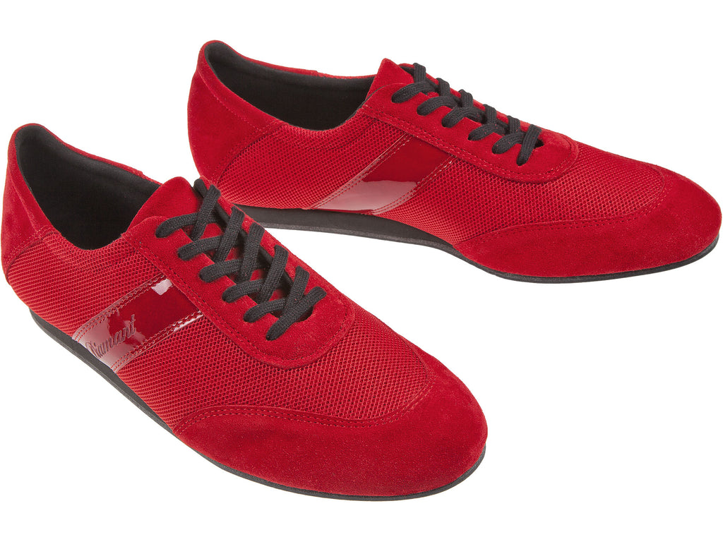 Diamant VarioSpin Tanzsneaker Rot Herren Draufsicht - Premium Veloursleder"